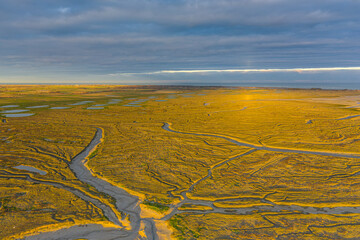 Vue aérienne de la baie de Somme entre le Cap Hornu et Saint-Valery-sur-Somme