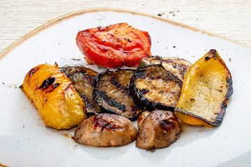 Grilled vegetables baked with herbs.