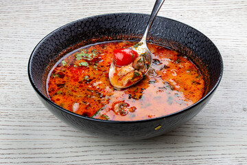 Tom Yam, a spicy Thai soup with chicken.