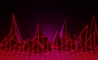 3d render of RGB neon light on darkness background. Abstract Laser lines show at night. Ultraviolet spectrum beam scene