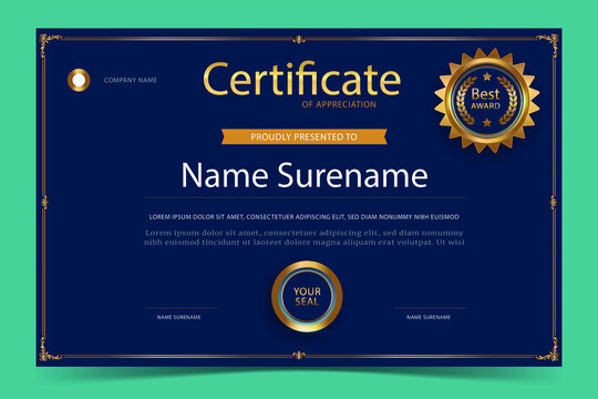 Modern employee of the year and month certificate golden design templates