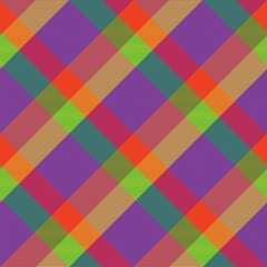 Rainbow Diagonal Plaid Tartan textured Seamless Pattern Design