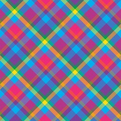Rainbow Diagonal Plaid Tartan textured Seamless Pattern Design