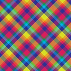 Rainbow Diagonal Plaid Tartan textured Seamless Pattern Design