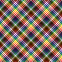 Rainbow Diagonal Plaid Tartan textured Seamless Pattern Design