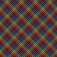 Rainbow Diagonal Plaid Tartan textured Seamless Pattern Design