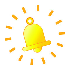Ringing bell icon. Golden sign. Alarm clock button. Isolated object. Modern design. Vector illustration. Stock image. EPS 10.