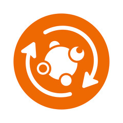 Metabolism, symbiosis icon. Orange vector sketch.