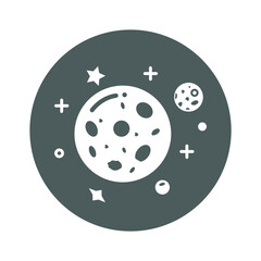 Obraz premium Moon, planet, space icon. Gray vector sketch.