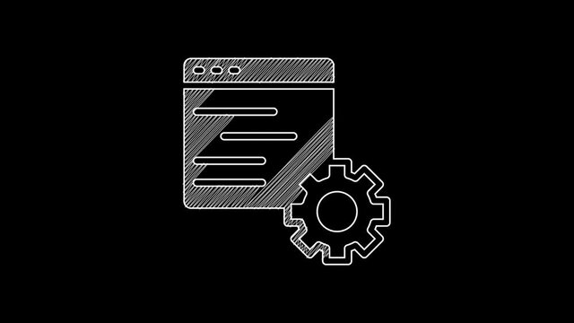 White line Computer api interface icon isolated on black background. Application programming interface API technology. Software integration. 4K Video motion graphic animation