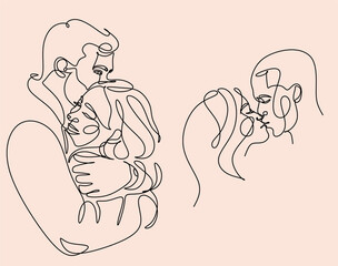fall in love, valentine, card, date, together, lovers, line, isolated, romance, hand drawn, family, conceptual, doodle, contour, linear, graphic, relationship, dating, minimalist, embracing, trendy,