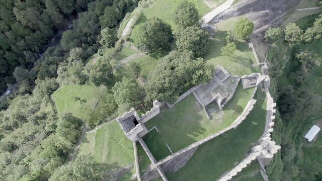 video with drone of cenital plane over the catillo nuovo or vistonceo
