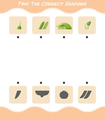 Find the correct shadows of cartoon vegetables. Searching and Matching game. Educational game for pre shool years kids and toddlers