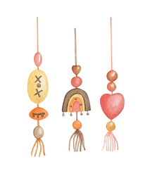 Watercolor mascot illustration in boho style