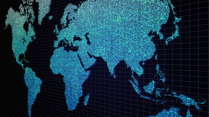 Fototapeta premium Futuristic global map continents, cartography in abstract particles illustration. World map element of this illustration furnished by NASA