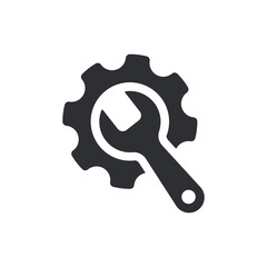 Wrench and Gear Cogwheel Icon Vector Flat Design