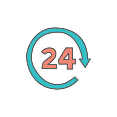 24 hours Icon in color icon, isolated on white background 