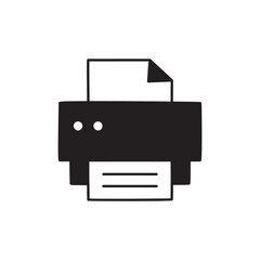 Print Icon in black flat glyph, filled style isolated on white background