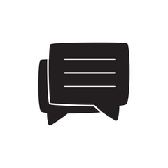 Chat Icon in black flat glyph, filled style isolated on white background