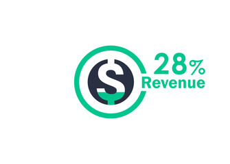 28% revenue design vector image