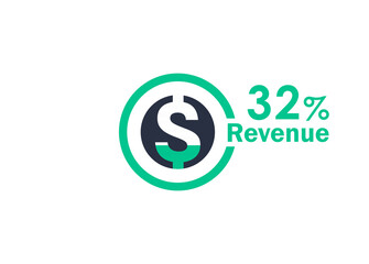 32% revenue design vector image