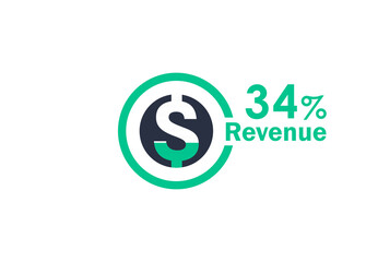 34% revenue design vector image