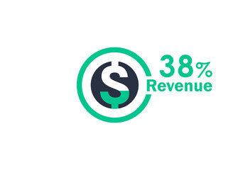 38% revenue design vector image