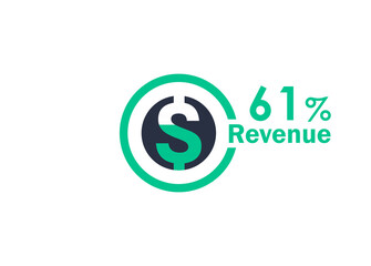 61% revenue design vector image