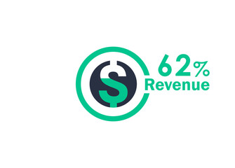 62% revenue design vector image