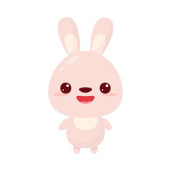 Cute kawaii rabbit. Cartoon.Funny bunny. Vector illustration.