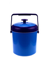 Plastic ice bucket on a white background