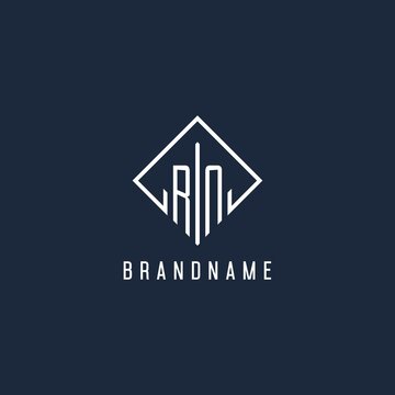 RN initial logo with luxury rectangle style design