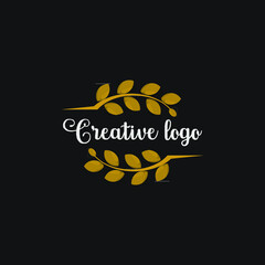 watercolor leaves circle frame logo design