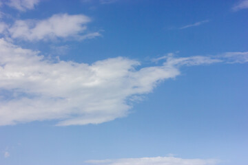 Blue sky with white cloud. Soft cloud. Daylight.