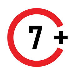 Fototapeta premium 7 plus sign. Seven. Age restrictions, censorship, parental control. Icon for content and toys.