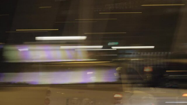 Blurred night city in fast motion