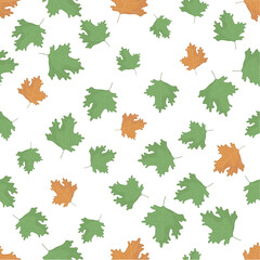 green and yellow leaf maple seamless pattern