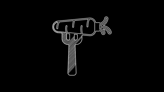 White line Carrot on fork icon isolated on black background. 4K Video motion graphic animation