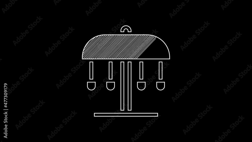 Canvas Prints White line Attraction carousel icon isolated on black background. Amusement park. Childrens entertainment playground, recreation park. 4K Video motion graphic animation