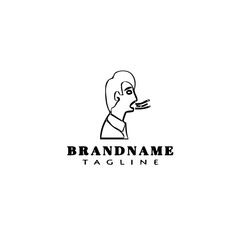 coughing logo cartoon icon design template isolated black vector