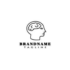brain cartoon logo icon design template black isolated vector illustration
