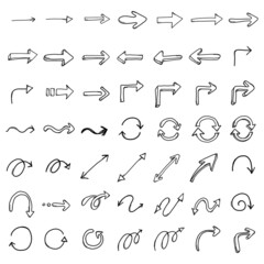 Arrow Doodle vector icon set. Drawing sketch illustration hand drawn line eps10