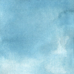 Blue Hand Drawn Watercolor Background. Blue Abstract Backdrop.