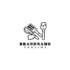 Fototapeta premium dirty dishes logo cartoon icon design template black isolated vector illustration