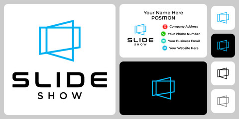 Abstract slide show logo design with business card template.