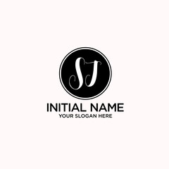 SJ monogram logo template vector	