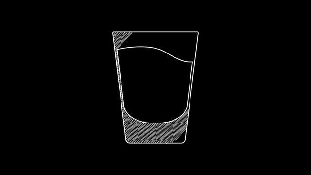 White line Shot glass icon isolated on black background. 4K Video motion graphic animation