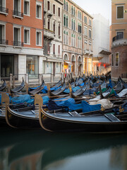 Fototapeta na wymiar Venice moored gondola on a canal