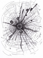 Abstract painting of abstract human eye Use for psychology book illustration, mental health poster. Original artwork. Dark thoughts, depressed point of view on society. Surrealistic art concept.