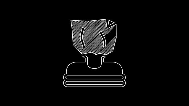 White line Kidnaping icon isolated on black background. Human trafficking concept. Abduction sign. Arrested, criminal symbol. 4K Video motion graphic animation